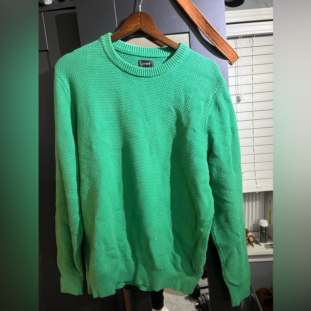 Cotton crewneck sweater in moss stitch